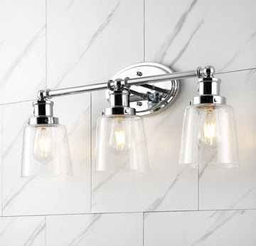 Beverly Iron/Seeded Glass Classic Cottage LED Vanity Light - JONATHAN Y